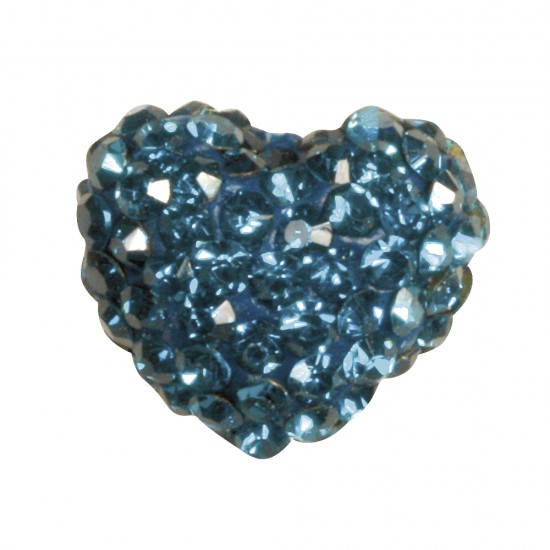 Margele Shamballa Heart, petrol, 1.6x1.2cm, bag 1pc