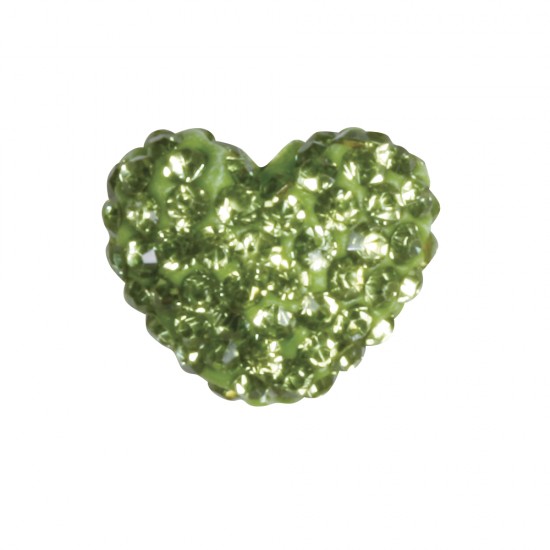 Margele Shamballa Heart, May-green, 1.6x1.2cm, bag 1pc