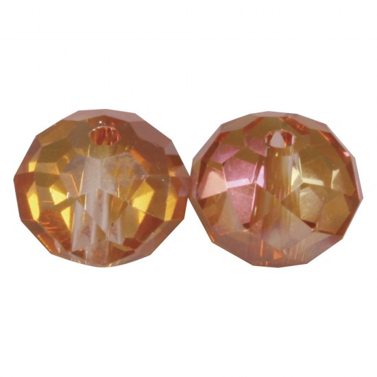 Glass polished bead Round, copper gold, 12x10mm