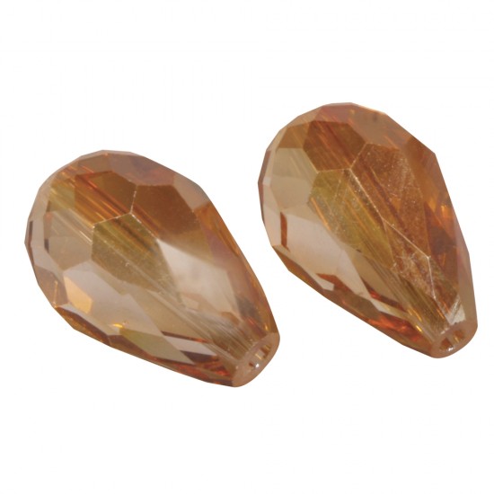 Glass Polished bead Drops, copper gold, 18x12mm
