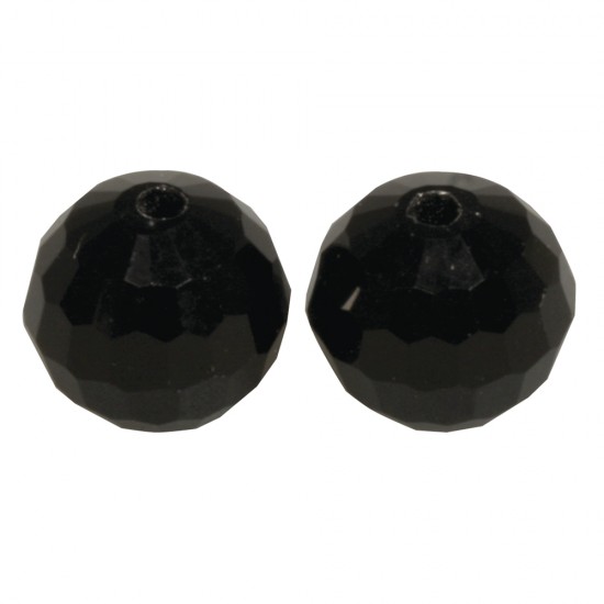 Glass polished bead, 10mm o, negru