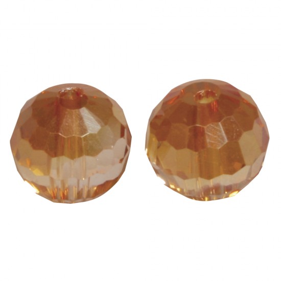Glass polished bead, 10mm o, copper gold