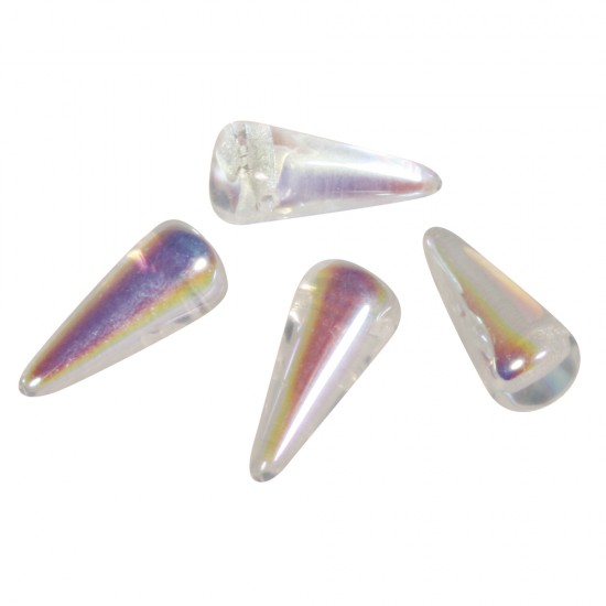 Spikes transp. metallic 1/2 coated, moonstone, 6x14mm