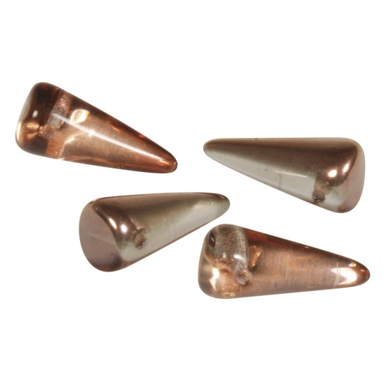 Spikes transp. metallic 1/2 coated, copper gold, 6x14mm