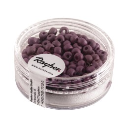 Margele Rayher, matase de sticla, diametru 4 mm, 120/set, culoare bordo