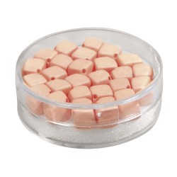 Margele Rayher, matase de sticla, patrate, dimensiune 8 x 8 mm, 25/set, culoare apricot
