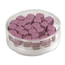 Margele Rayher, matase de sticla, patrate, dimensiune 8 x 8 mm, 25/set, culoare bordo