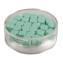 Margele Rayher, matase de sticla, patrate, dimensiune 8 x 8 mm, 25/set, culoare verde menta