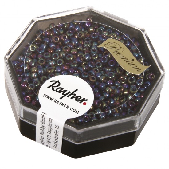 Premium-Rocailles, 2,2 mm o, orchid, transparent Rainbow, box 8g