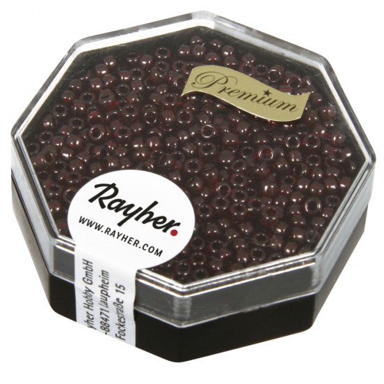 Premium-Rocailles, 2,2 mm o, cherry, gold lustrous, box 4g