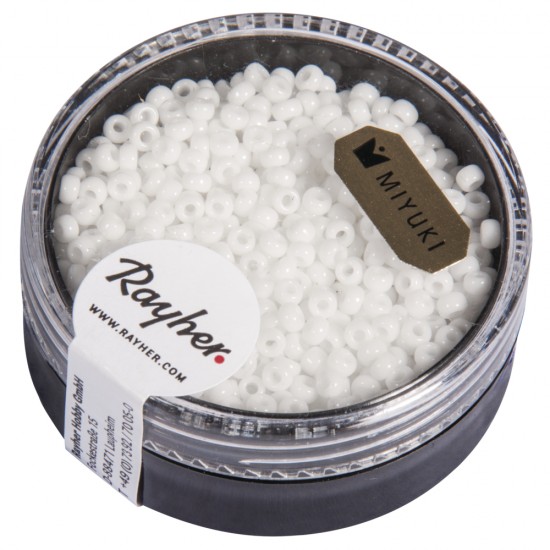 Premium-Rocailles, 2,2 mm o, alb, box 12g, opaque