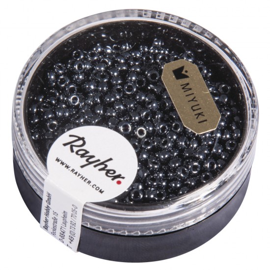 Premium-Rocailles, 2,2 mm o, anthracite, box 8g, metallic