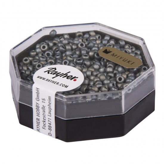 Premium-Rocailles, 2,2 mm o, anthracite, metallic frosted, box 6g