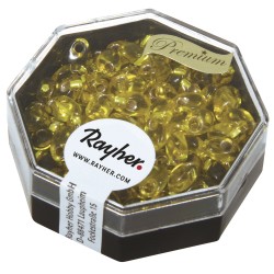 Margele Magatama,  longish, golden galben, 4x7 mm, argintiu inlet, box 9g