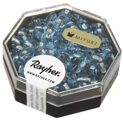 Margele Magatama,  longish, aquamarine, 4x7 mm, argintiu inlet, box 9g