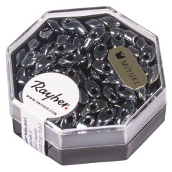 Margele Magatama, blue grey, 4x7 mm, opaquw, lustrous, box 9g