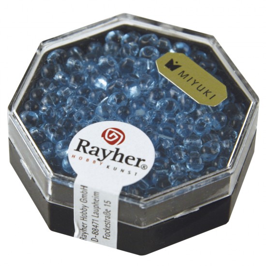 Margele picatura Miyuki, 3,4mm o, aquamarine, box 12g, transparent, box