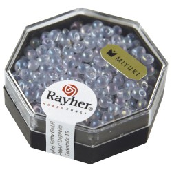 Margele picatura Miyuki,3,4mm o, blush purple,  transparent, rainbow, box 8g