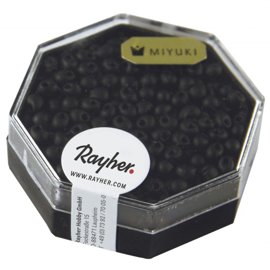 Margele picatura Miyuki, 3,4mm o, negru, opaque lustrous, box 8g