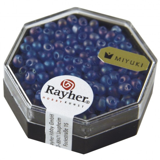 Margele picatura Miyuki,3,4mm o, royal blue, box 8g, transparent, lustrous, box