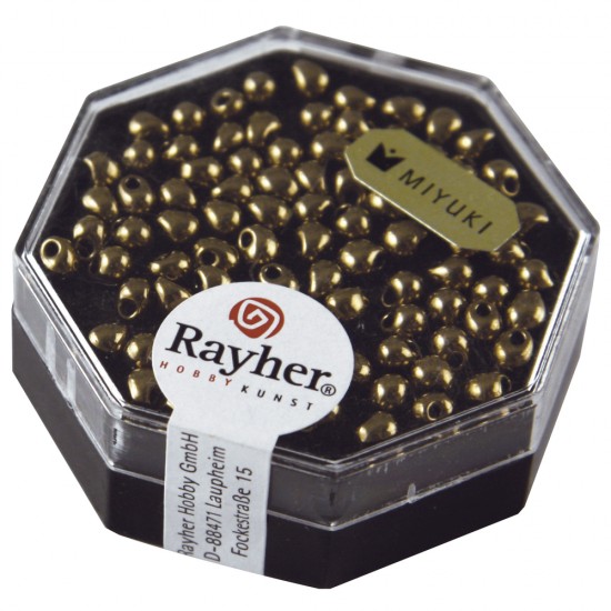 Margele picatura Miyuki, 3,4mm o, copper gold, box 4g, metallic,box