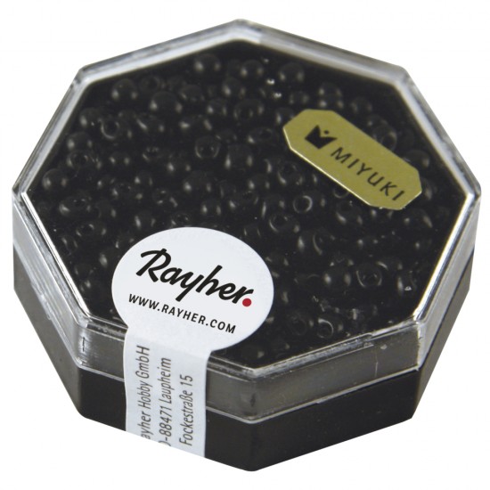 Margele picatura Miyuki, 3,4mm o, negru, opaque, box 12g