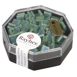 Margele Miyuki Tila cu 2 orificii  o0.8mm, emerald, 6g, 5x5x1.9mm, transp. fr