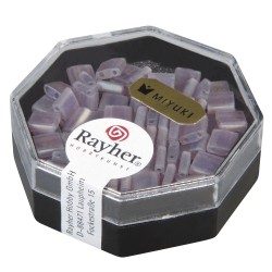 Margele Miyuki Tila cu 2 orificii  o0.8mm, amethyst, 5x5x1.9mm, transp. frost