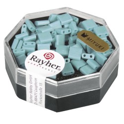 Margele Miyuki Tila cu 2 orificii  o0.8mm, lagoon, 5x5x1.9mm, opaque, frost.,