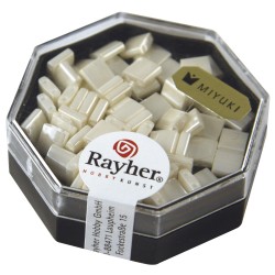Margele Miyuki Tila cu 2 orificii o0,8mm, ivory, 6g, 5x5x1,9mm, opaque, lustr