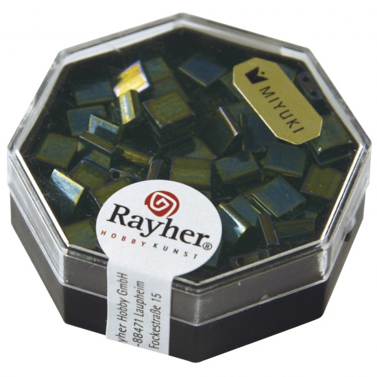 Margele Miyuki Tila cu 2 orificiio 0,8 mm, emerald,  5g, 5x5x1,9 mm, metallic