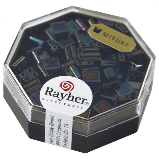 Margele Miyuki Tila cu 2 orificiio 0,8 mm, blue grey, 6g, 5x5x1,9 mm, metalli