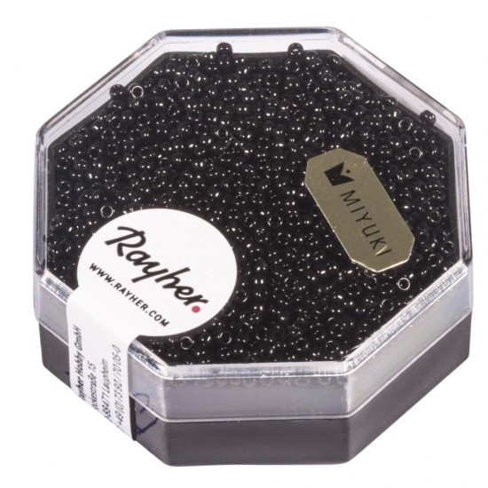 Premium-Rocailles, 1,5mm o, negru, opaque, box 5g