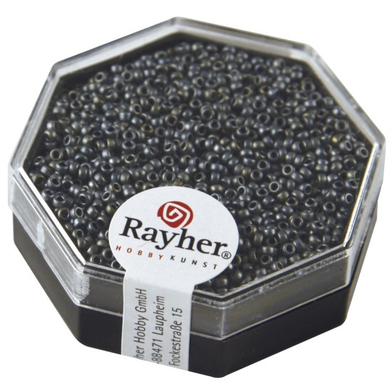 Premium-Rocailles, 1,5mm o, anthracite, metallic, frosted, box 4g