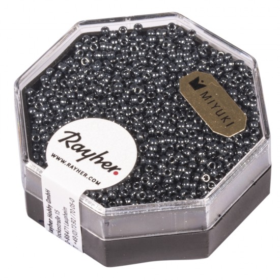 Premium-Rocailles, 1,5 mm o, anthracite, 4g, metallic,box