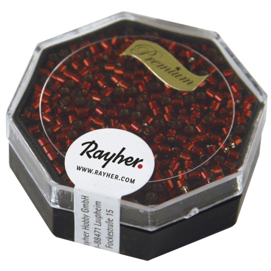 Delica-Rocailles, 2,2 mm o, classical rosu, with argintiu inlet