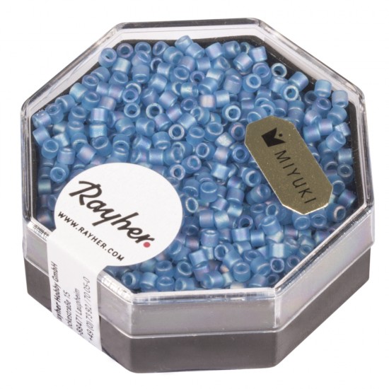 Delica-Rocailles, 2,2 mm o, azure, transparent Rainbow mat