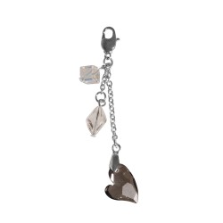 CK crystal key fob   Cool Heart  , steel grey, 7.5cm, with snap link, tab CK crystal key fob   Cool Heart  , steel grey, 7.5cm, with snap link, tab