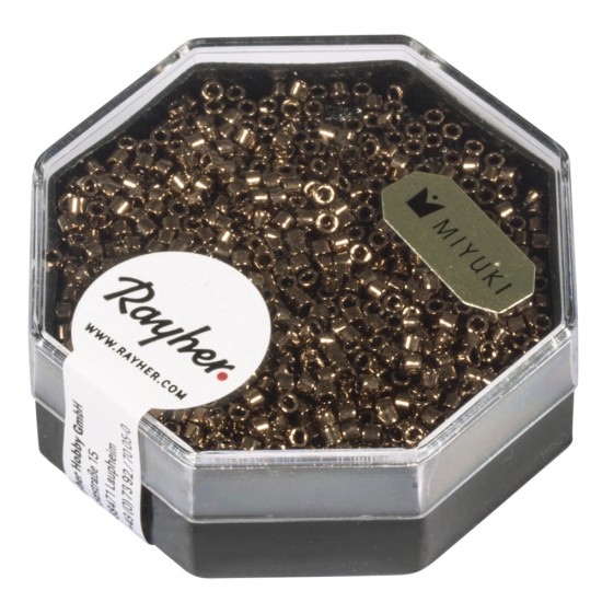 Delica-Rocailles, 1,6 mm o , smoke topaz, box 4g, metallic, box