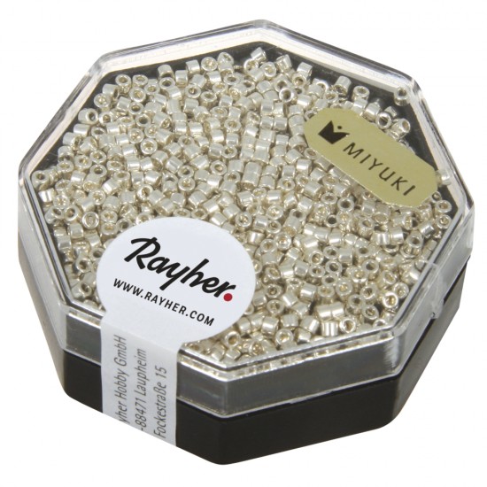 Delica-Rocailles, 1,6 mm o , argintiu, box 4g, metallic, box