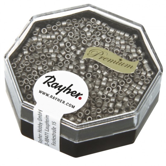 Delica-Rocailles, 1,6 mm o , steel grey, box 4g, metallic matt,box