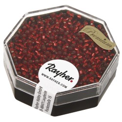 Delica-Rocailles, 1,6 mm o , classical rosu, box 6g, with argintiu inlet