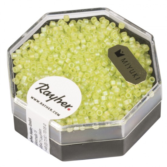 Delica-Rocailles, 1,6 mm o, apple green, box 8g, transparent, matt,Rainbo
