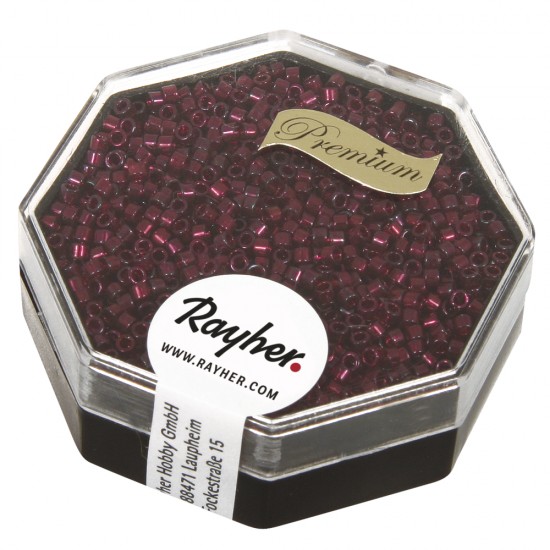 Delica-Rocailles, 1,6 mm o , cherry, box 6g, transparent Rainbow