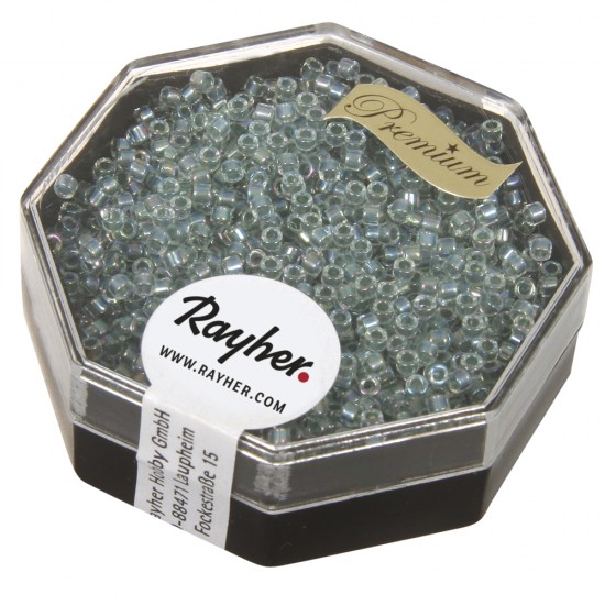 Delica-Rocailles, 1,6 mm o , aquamarine, box 8g, transparent Rainbow