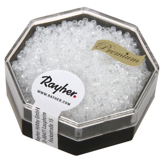 Delica-Rocailles, 1,6 mm o , alabaster alb, box 8g, pearlescent