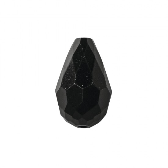 Glass Polished bead Drops, negru, 18x12mm, tab-bag 1pc