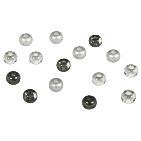 Rocailles-mix with big hole, with, 5.5mm, grey shades, Hole, o2mm, box 80