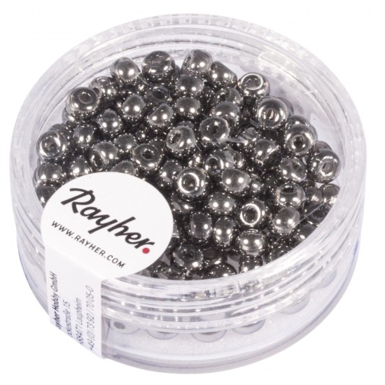 Rocailles, 4mm o, glossy anthracite , box 150pcs