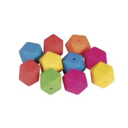 Margele silicon Hexagon, 14 mm, mixt, 10/set